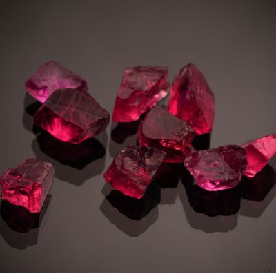 Spinel gemstone before cut and polish