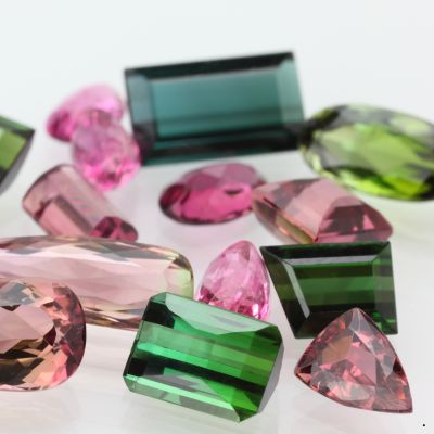 Tourmaline gemstones in different colors